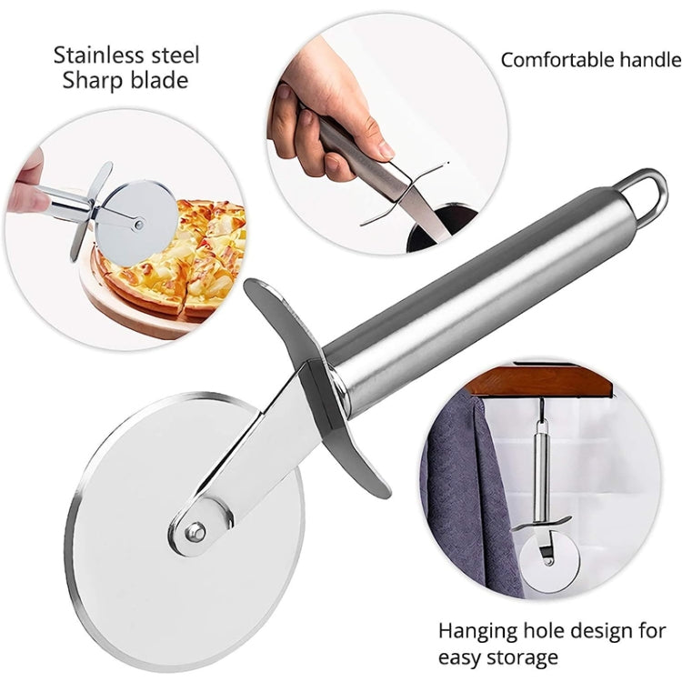 Stainless Steel Round Pizza Cutter Knife(Silver) - Baking Pastry Tools by PMC TechLife | Online Shopping South Africa | PMC TechLife | Buy Now Pay Later Mobicred