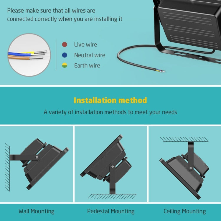 50W Waterproof LED Floodlight Lamp, Luminous Flux: > 4000LM, PF > 0.9, RA > 80, AC 90-140V(Warm White) - Floodlights by PMC Jewellery | Online Shopping South Africa | PMC Jewellery | Buy Now Pay Later Mobicred