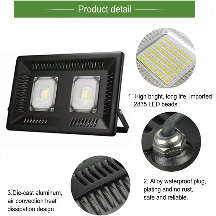 100W Waterproof LED Floodlight Lamp, 2 x 48 LED SMD 2835, Luminous Flux: > 8000LM, PF > 0.9, RA > 80, AC 90-140V(Warm White) - Floodlights by PMC Jewellery | Online Shopping South Africa | PMC Jewellery | Buy Now Pay Later Mobicred