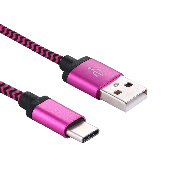 1m Woven Style USB-C / Type-C 3.1 to USB 2.0 Data Sync Charge Cable(Magenta) - USB-C & Type-C Cable by PMC TechLife | Online Shopping South Africa | PMC TechLife | Buy Now Pay Later Mobicred