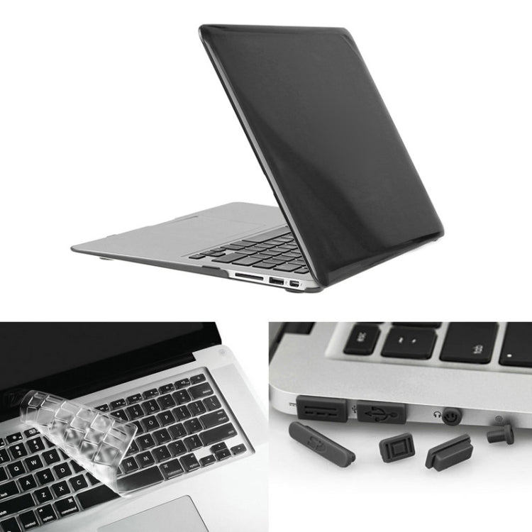 ENKAY for Macbook Air 13.3 inch (US Version) / A1369 / A1466 Hat-Prince 3 in 1 Crystal Hard Shell Plastic Protective Case with Keyboard Guard & Port Dust Plug(Black) - free shipping - PMC Jewellery - Order now!