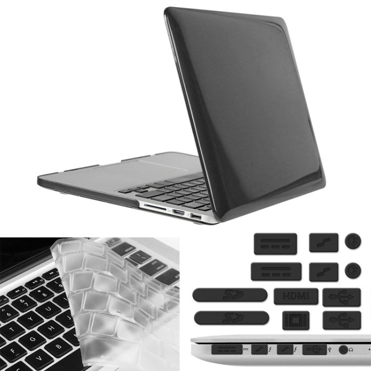 ENKAY for Macbook Pro Retina 13.3 inch (US Version) / A1425 / A1502 Hat-Prince 3 in 1 Crystal Hard Shell Plastic Protective Case with Keyboard Guard & Port Dust Plug(Black) - free shipping - PMC Jewellery - Order now!