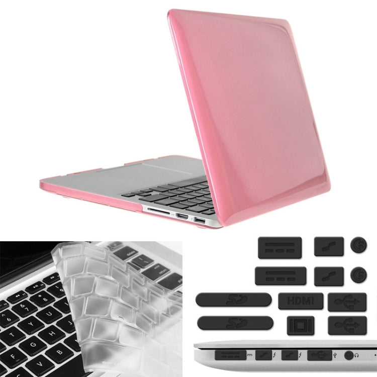 ENKAY for Macbook Pro Retina 15.4 inch (US Version) / A1398 Hat-Prince 3 in 1 Crystal Hard Shell Plastic Protective Case with Keyboard Guard & Port Dust Plug(Pink) - free shipping - PMC Jewellery - Order now!