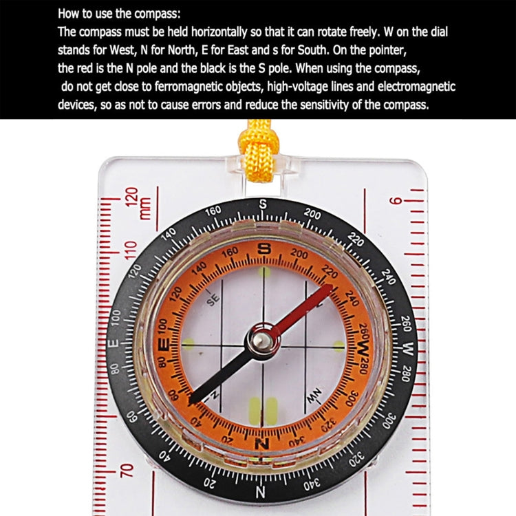 2 in 1 Compass with Map Measuring Ruler Lanyard Emergency Survival Tool(Transparent) - Hiking Meter by PMC TechLife | Online Shopping South Africa | PMC TechLife | Buy Now Pay Later Mobicred
