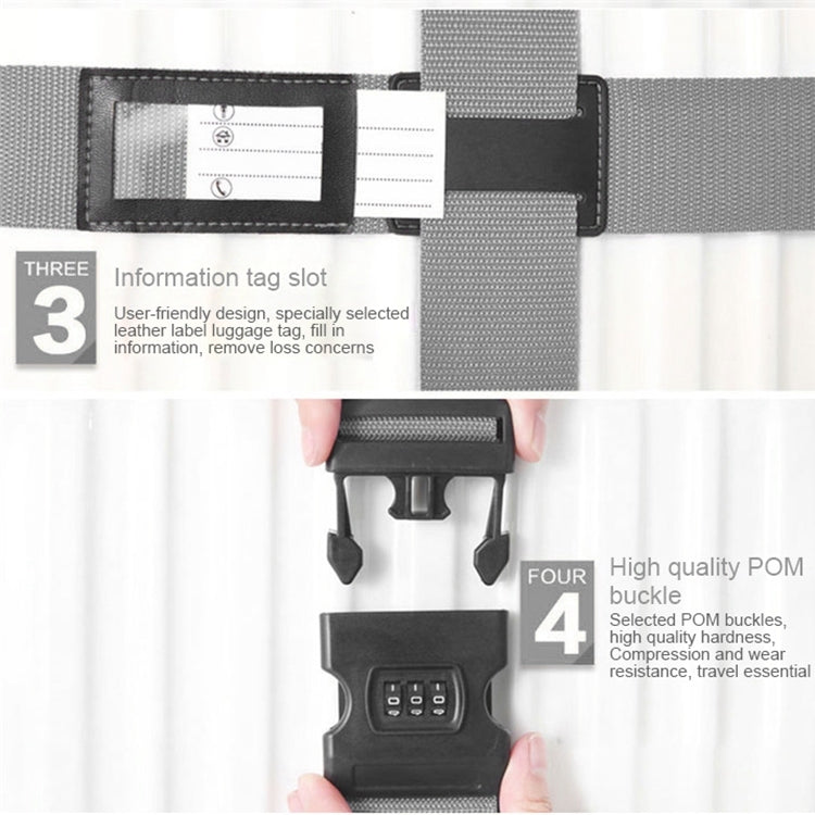 Luggage Strap Cross Belt Adjustable Packing Band Belt Strap with Password Lock for Luggage Travel Suitcase(Grey) - Tapes & Ropes by PMC TechLife | Online Shopping South Africa | PMC TechLife | Buy Now Pay Later Mobicred