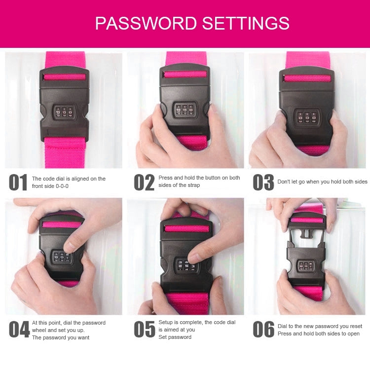 Luggage Strap Cross Belt Adjustable Packing Band Belt Strap with Password Lock for Luggage Travel Suitcase(Rose Red) - free shipping - PMC TechLife - Order now!
