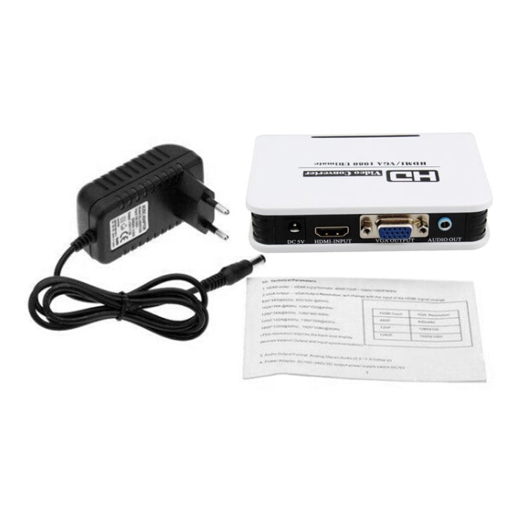1080P HDMI to VGA adapter Digital to Analog Video Audio Converter Cable for Xbox 360 PS3 PS4 PC Laptop TV Box Projector(White) - Converter by PMC Jewellery | Online Shopping South Africa | PMC Jewellery | Buy Now Pay Later Mobicred
