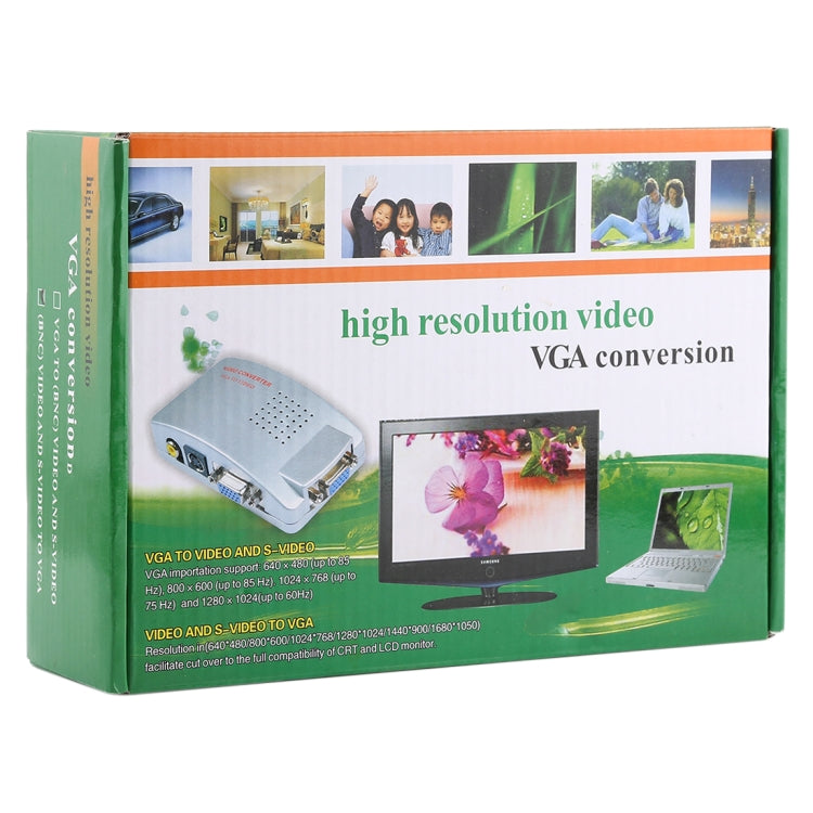 High Resolution (BNC) Video and S-Video to VGA Conversion(Black) - VGA Converter by PMC Jewellery | Online Shopping South Africa | PMC Jewellery | Buy Now Pay Later Mobicred