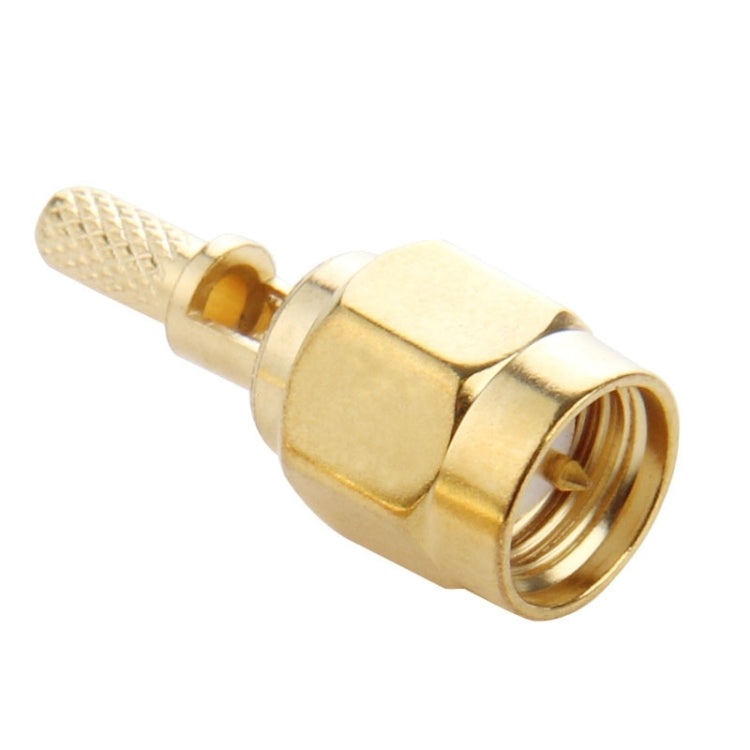 10 PCS Gold Plated Crimp SMA Male Straight Connector Adapter for RG174 / RG188 / RG316 / LMR100 Cable - Connectors by PMC Jewellery | Online Shopping South Africa | PMC Jewellery | Buy Now Pay Later Mobicred