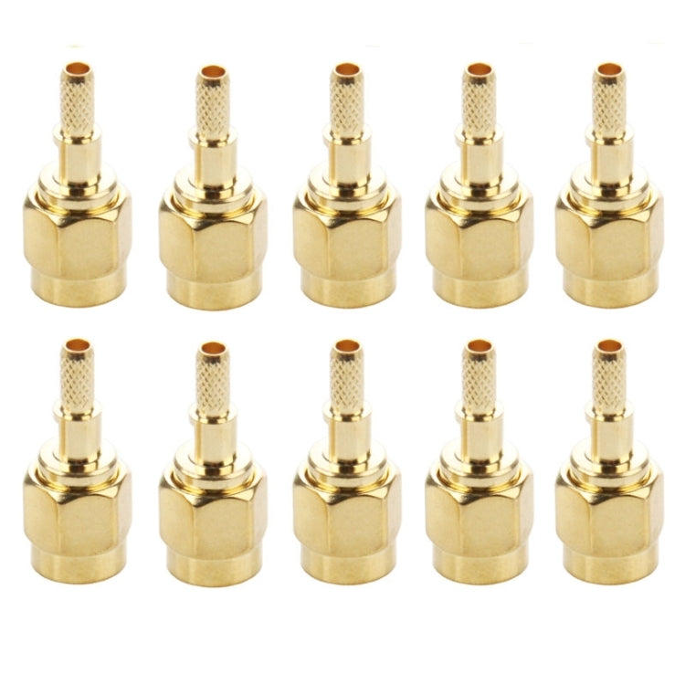 10 PCS Gold Plated Crimp SMA Male Straight Connector Adapter for RG174 / RG188 / RG316 / LMR100 Cable - Connectors by PMC Jewellery | Online Shopping South Africa | PMC Jewellery | Buy Now Pay Later Mobicred
