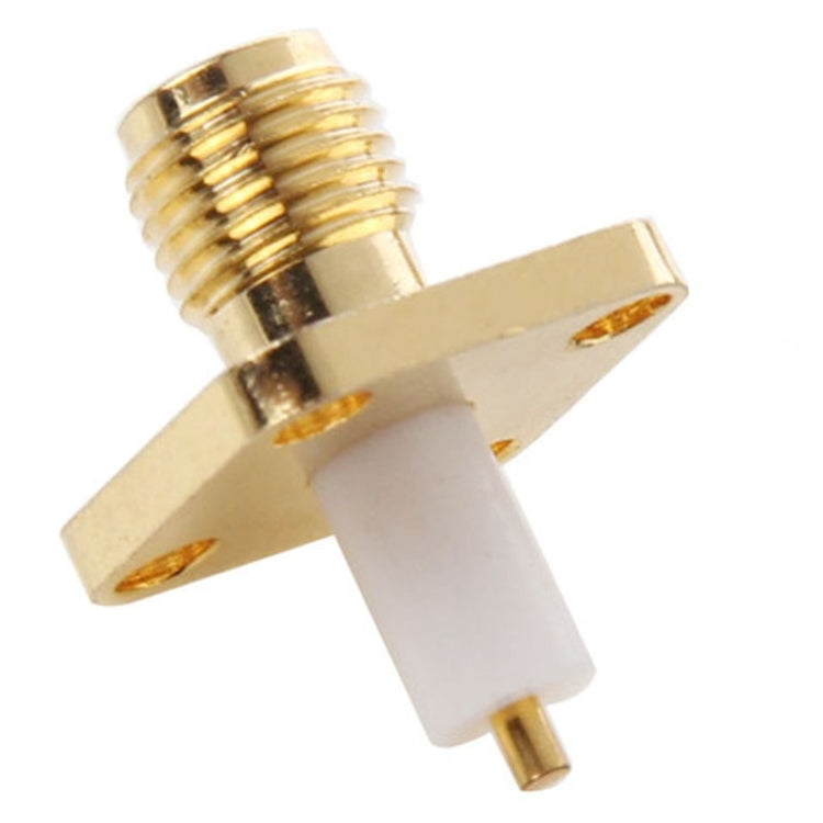 10 PCS Gold Plated SMA Female 4 Holes Chassis Panel Mount Extended Dielectric Solder Connector Adapter - Connectors by PMC Jewellery | Online Shopping South Africa | PMC Jewellery | Buy Now Pay Later Mobicred