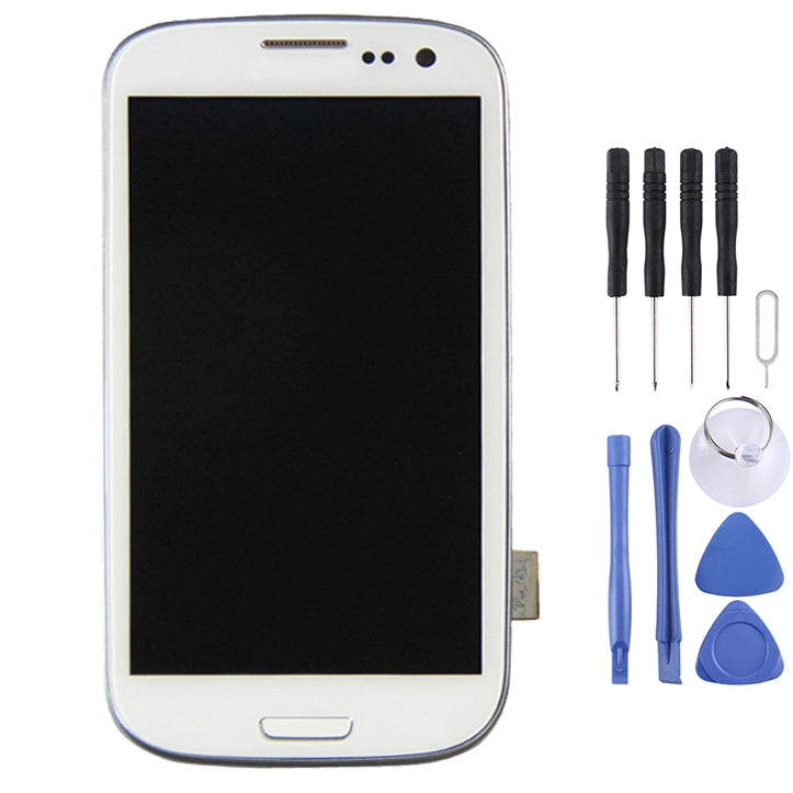 Original LCD Display + Touch Panel with Frame for Galaxy SIII LTE / i9305(White) - free shipping - PMc TechLife - Order now!