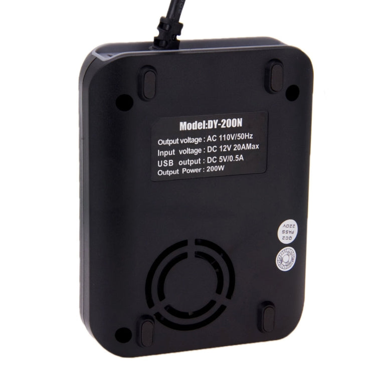 DY-200N, 200W DC 12V to AC Car Power Inverter with 500mA USB Port & EU / US Power Socket(Black) - Others by PMC TechLife | Online Shopping South Africa | PMC TechLife | Buy Now Pay Later Mobicred
