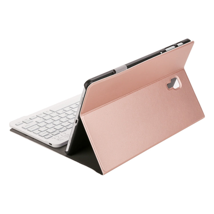 ST590S Bluetooth 3.0 Fine Wool Texture PU Leather ABS Detachable Seven-color Backlight Bluetooth Keyboard Leather Tablet Case for Samsung Galaxy Tab A 10.5 inch T590 / T595, with Pen Slot & Holder (Rose Gold) - Samsung Keyboard by PMC TechLife | Online Shopping South Africa | PMC TechLife