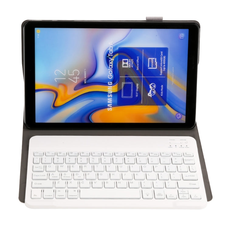 ST590S Bluetooth 3.0 Fine Wool Texture PU Leather ABS Detachable Seven-color Backlight Bluetooth Keyboard Leather Tablet Case for Samsung Galaxy Tab A 10.5 inch T590 / T595, with Pen Slot & Holder (Rose Gold) - Samsung Keyboard by PMC TechLife | Online Shopping South Africa | PMC TechLife