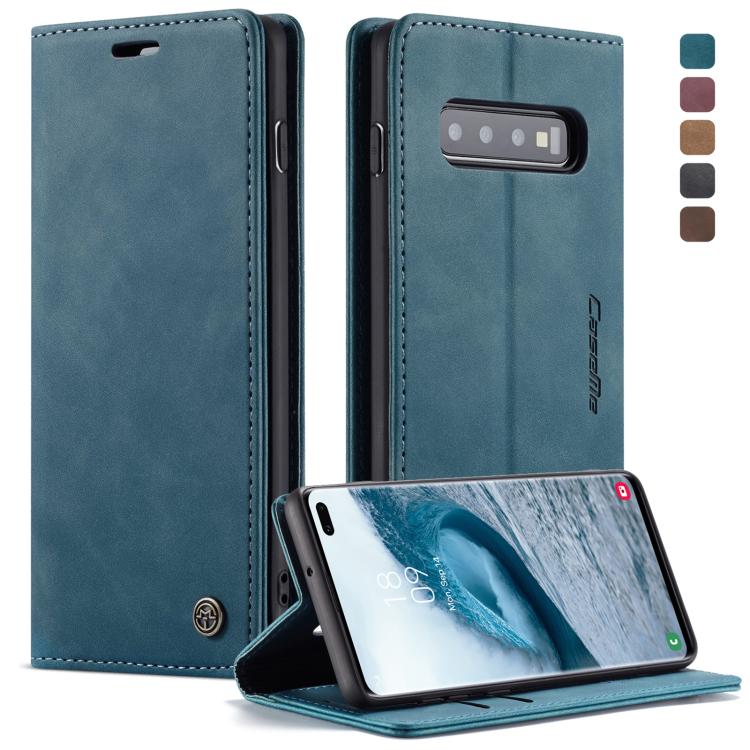 CaseMe-013 Multifunctional Retro Frosted Horizontal Flip Leather Case for Galaxy S10 Plus, with Card Slot & Holder & Wallet (Blue) - free shipping - PMC Jewellery - Order now!