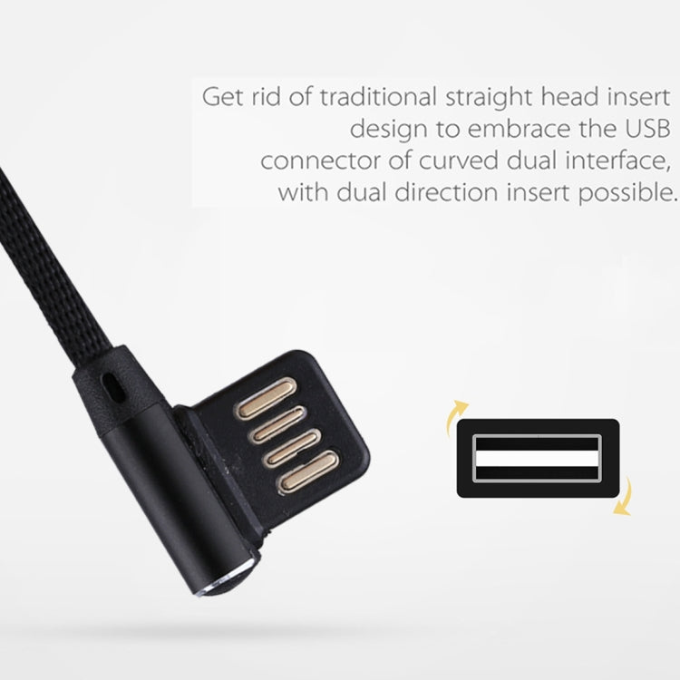 1m 2.4A Output USB to USB-C / Type-C Double Elbow Design Nylon Weave Style Data Sync Charging Cable(Black) - free shipping - PMC TechLife - Order now!