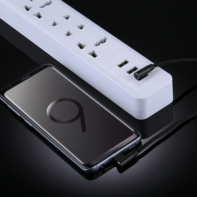 1m 2.4A Output USB to USB-C / Type-C Double Elbow Design Nylon Weave Style Data Sync Charging Cable(Black) - free shipping - PMC TechLife - Order now!