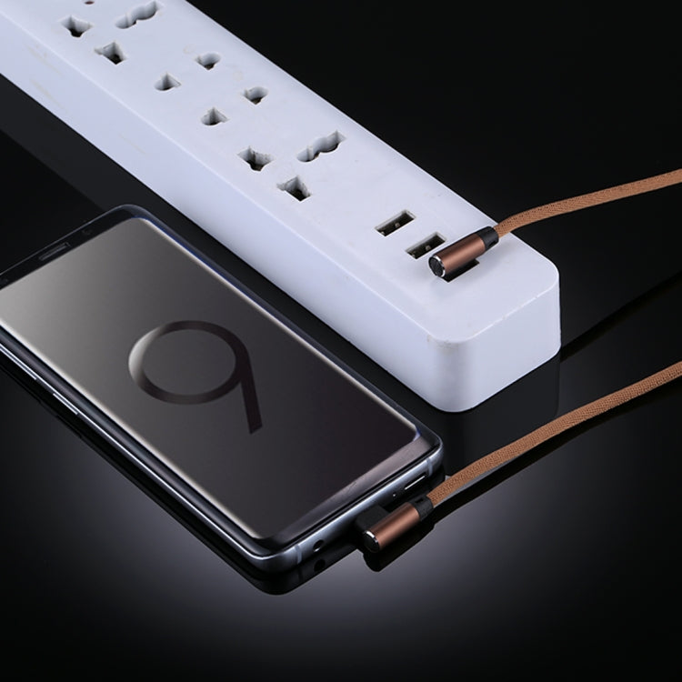 1m 2.4A Output USB to USB-C / Type-C Double Elbow Design Nylon Weave Style Data Sync Charging Cable(Coffee) - USB-C & Type-C Cable by PMC TechLife | Online Shopping South Africa | PMC TechLife | Buy Now Pay Later Mobicred