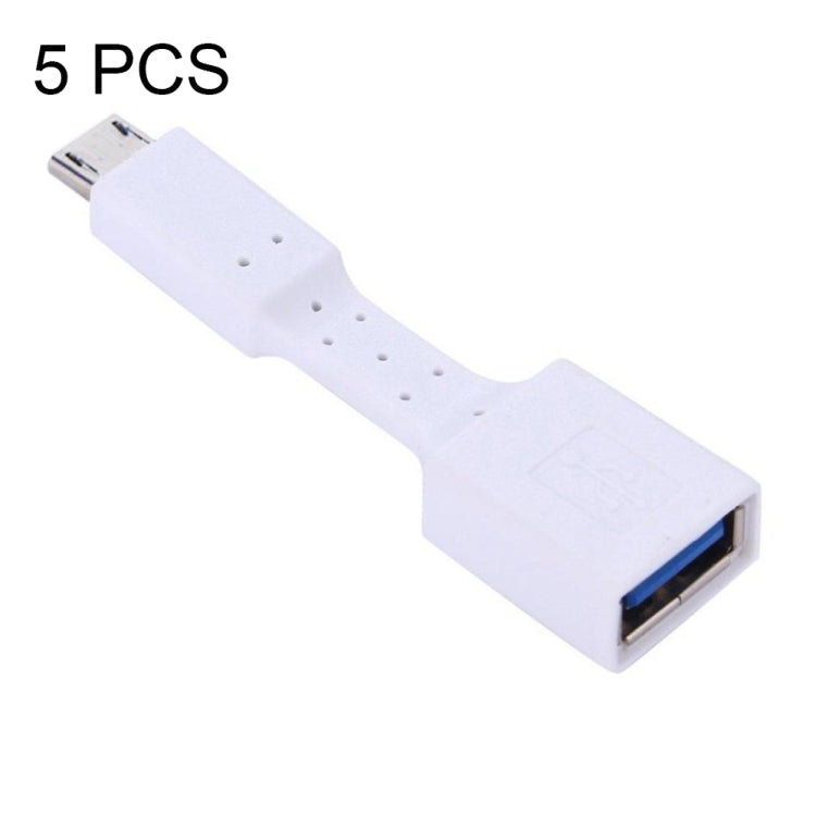 5 PCS Micro USB Male to USB 3.0 Female OTG Adapter (White) - OTG Adapter by PMC Jewellery | Online Shopping South Africa | PMC Jewellery | Buy Now Pay Later Mobicred