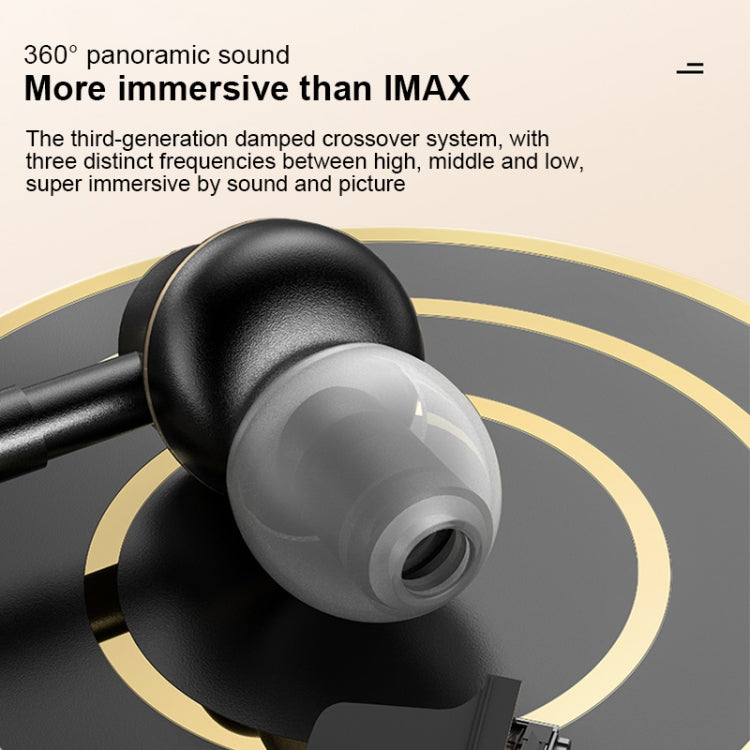 USAMS US-SJ482 EP-43 Wired In Ear USB-C / Type-C Interface Metal Digital HiFi Noise Reduction Earphones with Mic & Digital Chip, Length: 1.2m(Black) - free shipping - PMC TechLife - Order now!