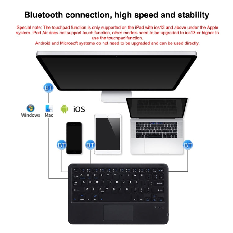 HB119B 10 inch Universal Tablet Wireless Bluetooth Keyboard with Touch Panel (Dark Green) - Universal Keyboard by PMC TechLife | Online Shopping South Africa | PMC TechLife