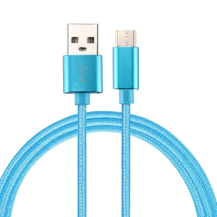 Knit Texture USB to USB-C / Type-C Data Sync Charging Cable, Cable Length: 1m, 3A Total Output, 2A Transfer Data(Blue) - USB-C & Type-C Cable by PMC TechLife | Online Shopping South Africa | PMC TechLife | Buy Now Pay Later Mobicred