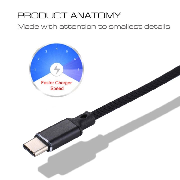 1m 2A Output USB to USB-C / Type-C Nylon Weave Style Data Sync Charging Cable(Black) - free shipping - PMC TechLife - Order now!