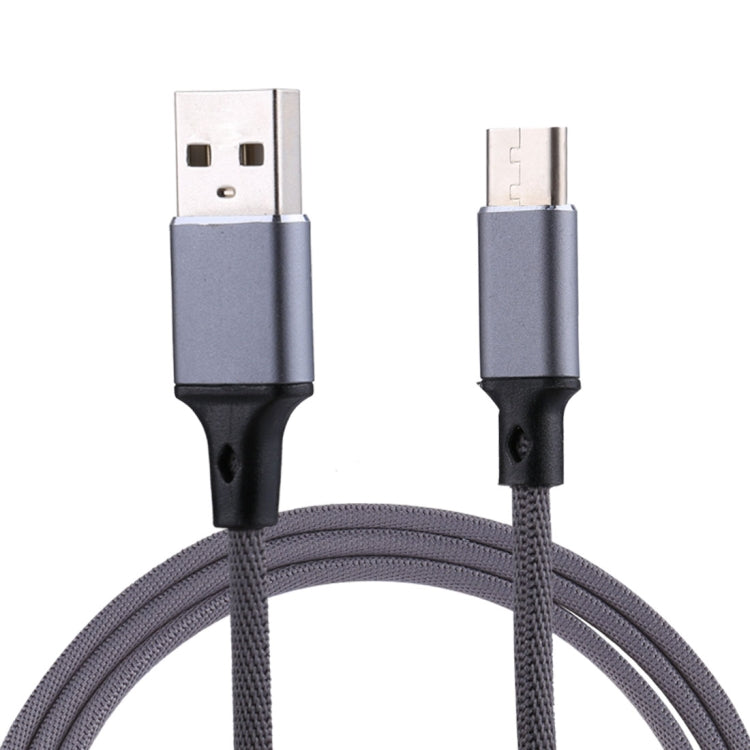 1m 2A Output USB to USB-C / Type-C Nylon Weave Style Data Sync Charging Cable(Grey) - USB-C & Type-C Cable by PMC TechLife | Online Shopping South Africa | PMC TechLife | Buy Now Pay Later Mobicred