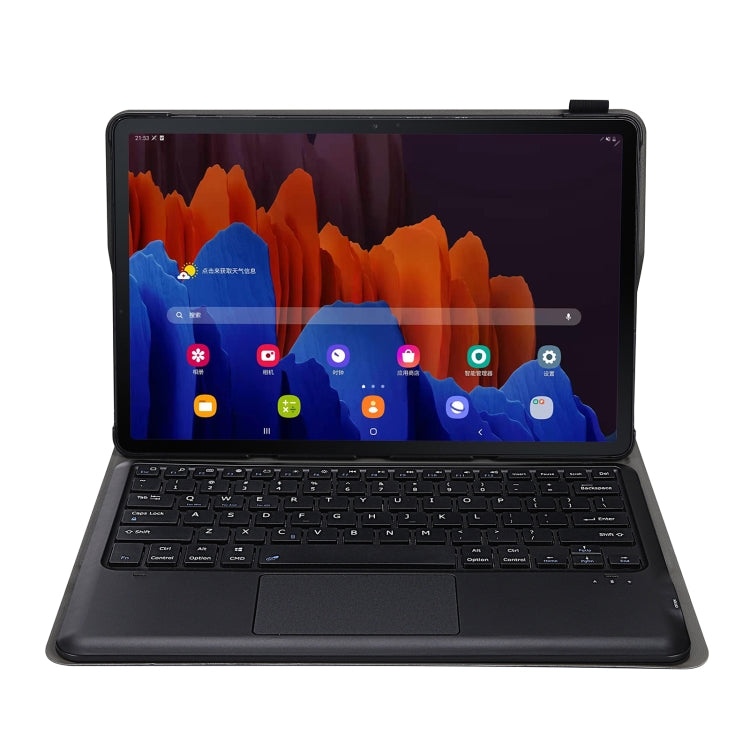 A970-A Splittable Bluetooth Keyboard Leather Tablet Case for Samsung Galaxy Tab S8+ / S7 FE T730 / S7+ T970 / T975, with Touchpad & Holder(Gold) - Samsung Keyboard by PMC TechLife | Online Shopping South Africa | PMC TechLife