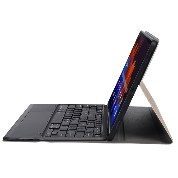A970B-A Splittable Bluetooth Keyboard Leather Tablet Case for Samsung Galaxy Tab S7 FE T730 T736  & S7+ T970 T975, with Touchpad & Pen Slot & & Holder (Gold) - Samsung Keyboard by PMC TechLife | Online Shopping South Africa | PMC TechLife