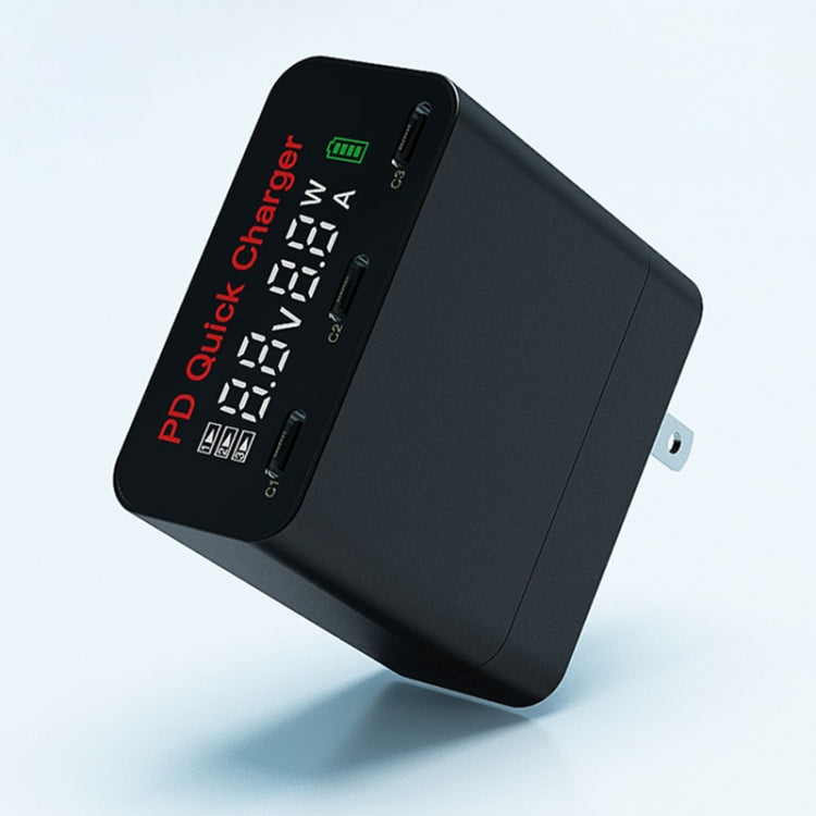 WLX-X8 65W Max 3 Ports USB-C / Type-C Quick Charger Adapter, US Plug (Black) - free shipping - PMC Jewellery - Order now!