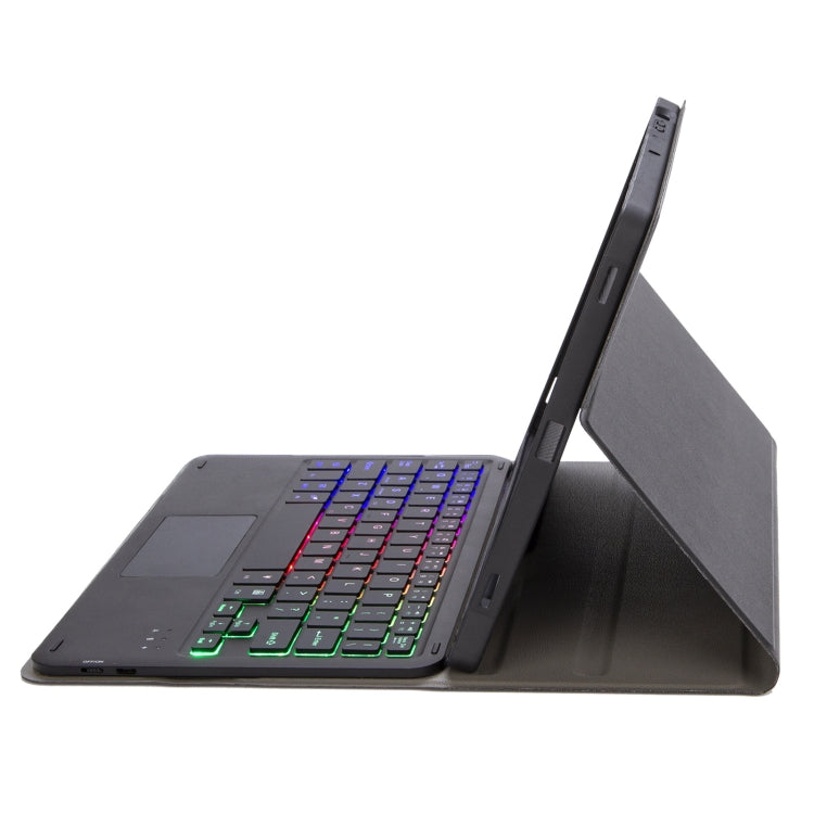 For iPad 11 2025 / 10th Gen 10.9 2022 A10B-AS Lambskin Texture Backlight Bluetooth Touch Keyboard Leather Tablet Case with Pen Slot(Black) - Universal by PMC Jewellery | Online Shopping South Africa | PMC Jewellery | Buy Now Pay Later Mobicred