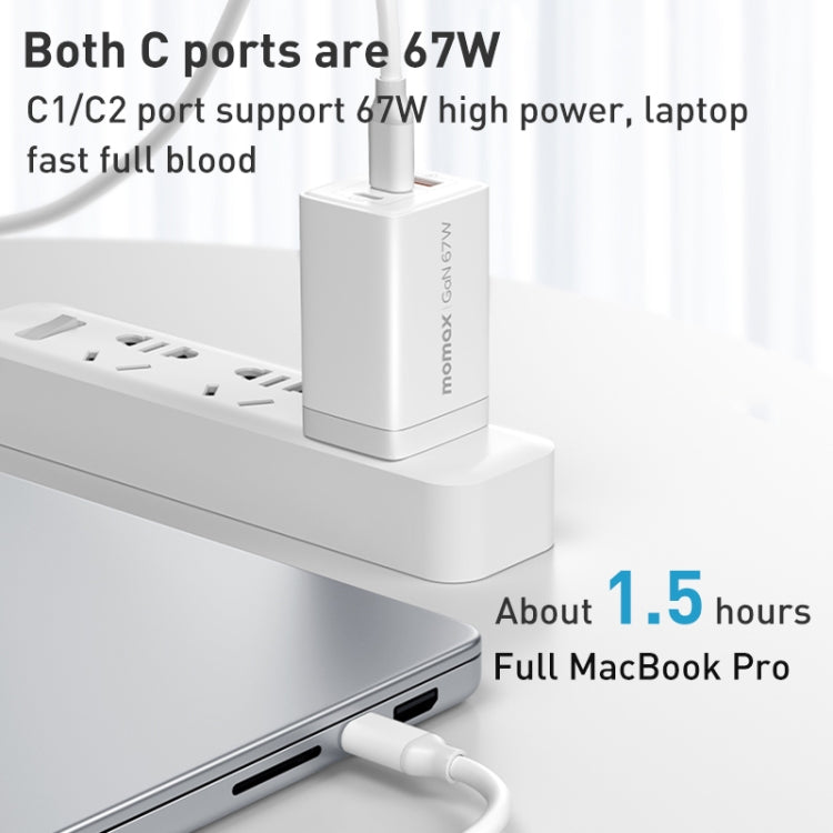 MOMAX UM30 PD 67W Fast Charger Power Adapter, UK Plug(White) - free shipping - PMC TechLife - Order now!