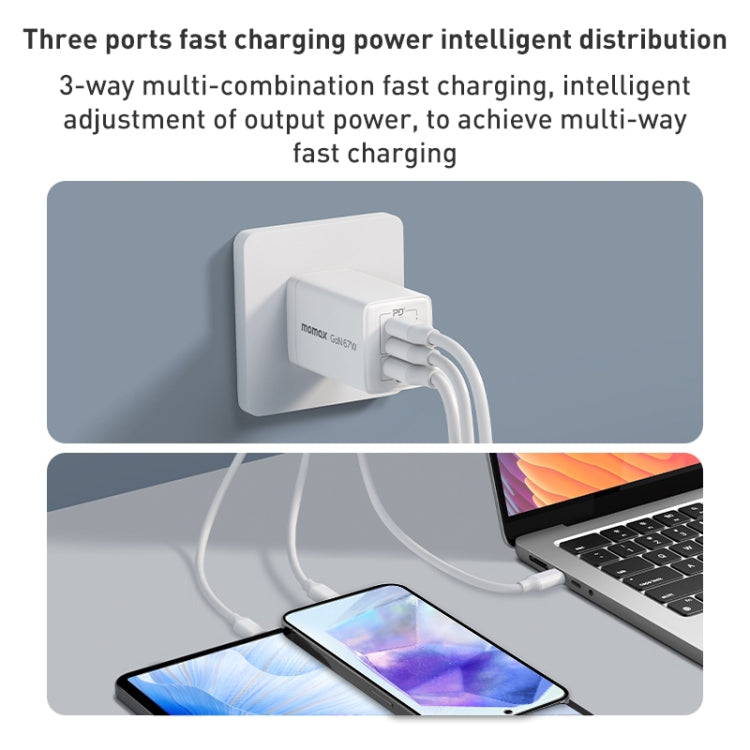 MOMAX UM30 PD 67W Fast Charger Power Adapter, UK Plug(White) - free shipping - PMC TechLife - Order now!