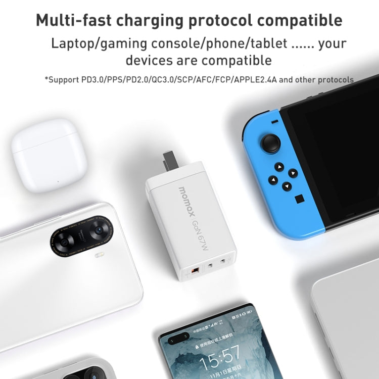 MOMAX UM30 PD 67W Fast Charger Power Adapter, UK Plug(White) - free shipping - PMC TechLife - Order now!