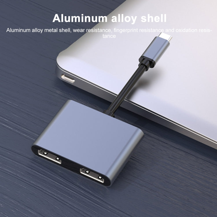 4 in 1 Multifunction USB-C / Type-C to PD USB-C / Type-C +USB 3.0+Dual HDMI HUB Docking Station (Grey) - USB HUB by PMC Jewellery | Online Shopping South Africa | PMC Jewellery | Buy Now Pay Later Mobicred