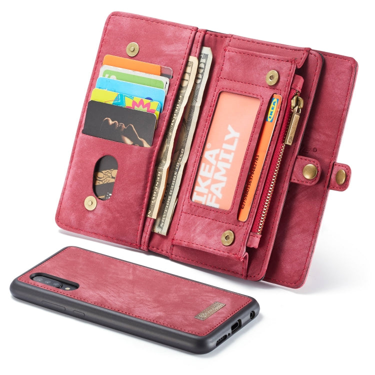 CaseMe-008 Detachable Multifunctional Retro Frosted Horizontal Flip Leather Case for Galaxy A50, with Card Slot & Holder & Zipper Wallet & Photo Frame(Red) - free shipping - PMC Jewellery - Order now!