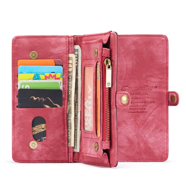 CaseMe-008 Detachable Multifunctional Retro Frosted Horizontal Flip Leather Case for Galaxy A50, with Card Slot & Holder & Zipper Wallet & Photo Frame(Red) - free shipping - PMC Jewellery - Order now!