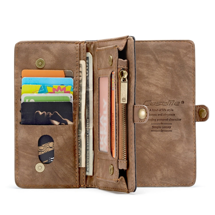 CaseMe-008 Detachable Multifunctional Retro Frosted Horizontal Flip Leather Case for Galaxy A50, with Card Slot & Holder & Zipper Wallet & Photo Frame(Brown) - Galaxy Phone Cases by CaseMe | Online Shopping South Africa | PMC Jewellery | Buy Now Pay Later Mobicred