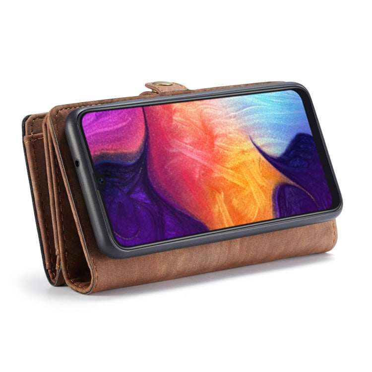 CaseMe-008 Detachable Multifunctional Retro Frosted Horizontal Flip Leather Case for Galaxy A50, with Card Slot & Holder & Zipper Wallet & Photo Frame(Brown) - Galaxy Phone Cases by CaseMe | Online Shopping South Africa | PMC Jewellery | Buy Now Pay Later Mobicred