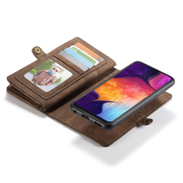 CaseMe-008 Detachable Multifunctional Retro Frosted Horizontal Flip Leather Case for Galaxy A50, with Card Slot & Holder & Zipper Wallet & Photo Frame(Brown) - Galaxy Phone Cases by CaseMe | Online Shopping South Africa | PMC Jewellery | Buy Now Pay Later Mobicred