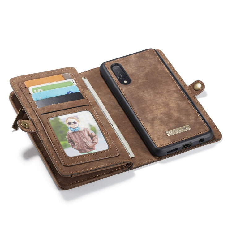 CaseMe-008 Detachable Multifunctional Retro Frosted Horizontal Flip Leather Case for Galaxy A50, with Card Slot & Holder & Zipper Wallet & Photo Frame(Brown) - Galaxy Phone Cases by CaseMe | Online Shopping South Africa | PMC Jewellery | Buy Now Pay Later Mobicred