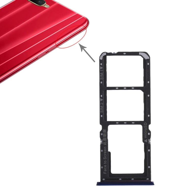 For OPPO K1 2 x SIM Card Tray + Micro SD Card Tray (Blue) - Card Socket by PMc TechLife | Online Shopping South Africa | PMc TechLife | Buy Now Pay Later Mobicred