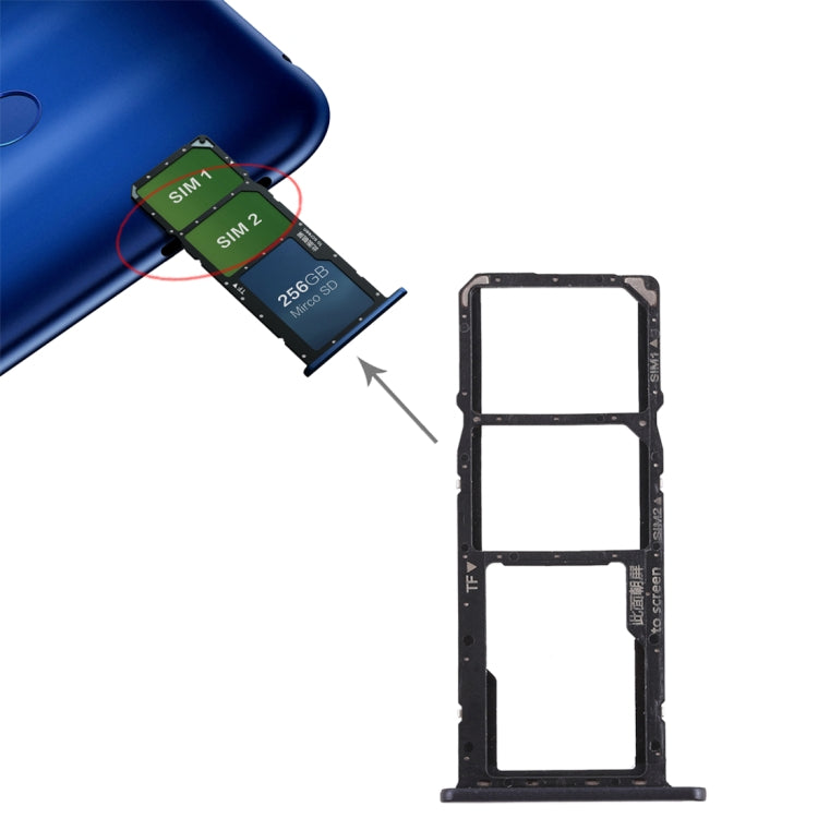 SIM Card Tray + Micro SD Card Tray for Huawei Honor 8C (Black) - free shipping - PMc TechLife - Order now!