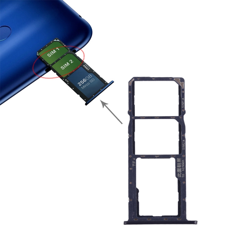 SIM Card Tray + Micro SD Card Tray for Huawei Honor 8C (Blue) - Card Socket by PMc TechLife | Online Shopping South Africa | PMc TechLife | Buy Now Pay Later Mobicred