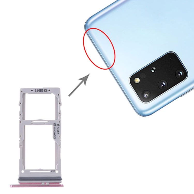 For Samsung Galaxy S20+ / Galaxy S20 Ultra SIM Card Tray + SIM Card Tray / Micro SD Card Tray (Pink) - free shipping - PMc TechLife - Order now!