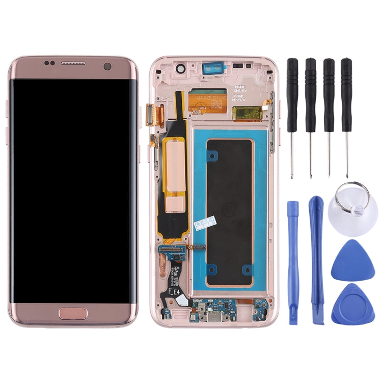 Original Super AMOLED Material LCD Screen and Digitizer Full Assembly(with Frame / Charging Port Flex Cable / Power Button Flex Cable / Volume Button Flex Cable) for Galaxy S7 Edge / G935F / G935FD(Rose Gold) - free shipping - PMc TechLife - Order now!