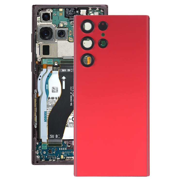 For Samsung Galaxy S22 Ultra 5G SM-S908B Battery Back Cover with Camera Lens Cover (Red) - free shipping - PMc TechLife - Order now!