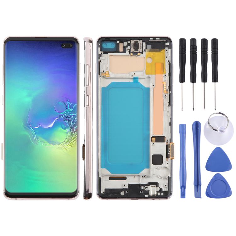 For Samsung Galaxy S10+ SM-G975F 6.38 inch TFT LCD Screen Digitizer Full Assembly with Frame, Not Supporting Fingerprint Identification(Gold) - free shipping - PMC TechLife - Order now!